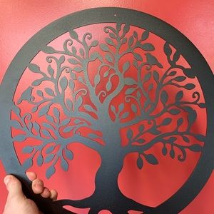 Steel cut out tree of life.
